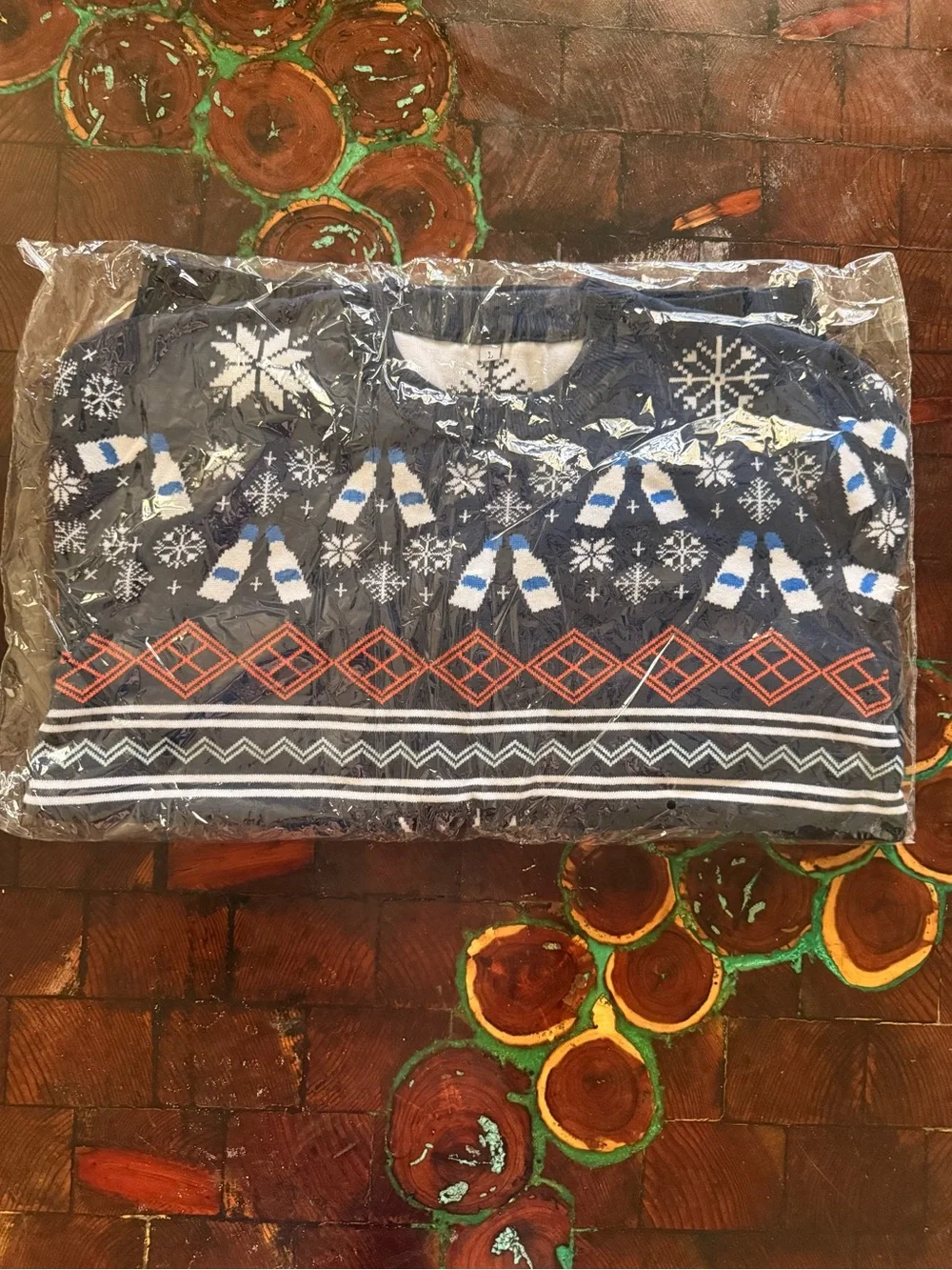 Deep Eddy Vodka Ugly Christmas Sweater Size L Navy Knit Holiday Liquor Promo